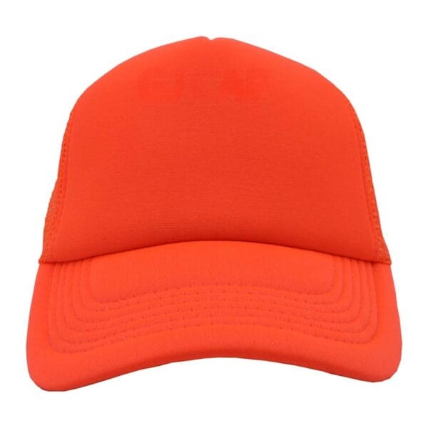 Gorra trucker de malla, color neón naranja, ajustable.