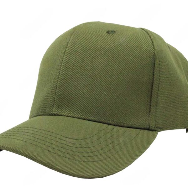Gorra acrílico, color verde militar, ajustable.