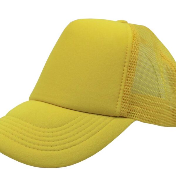 Gorra trucker de malla, color amarillo, ajustable.