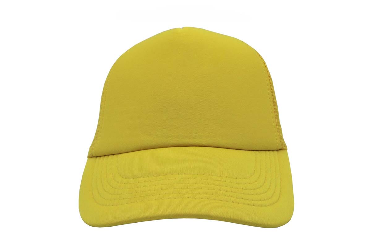 GORRA_ESPONJA_MALLA_AMARILLO_CLARO_2 Gorra trucker de malla, color amarillo, ajustable.