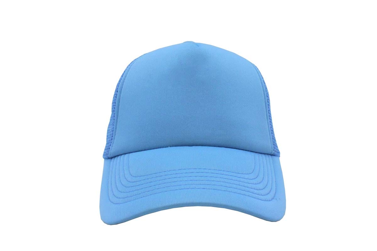 GORRA_ESPONJA_MALLA_AZUL_CIELO_2 Gorra trucker de malla, color azul cielo, ajustable.