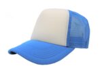 Gorra trucker de malla, color blanco/azul turquesa, ajustable.