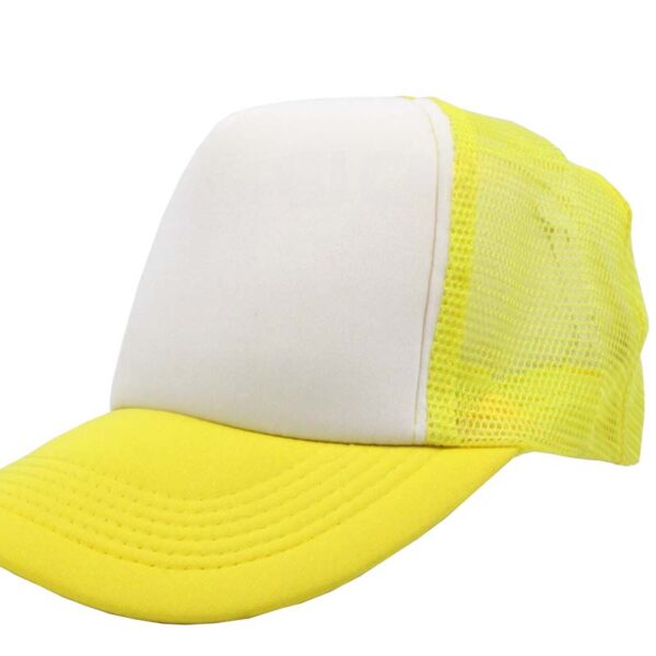Gorra trucker de malla, color amarillo, ajustable.