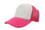 Gorra trucker de malla, color blanco/rosa mexicano, ajustable.