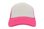 Gorra trucker de malla, color blanco/rosa mexicano, ajustable.