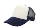 Gorra trucker de malla, color blanco/azul marino, ajustable.
