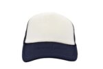 Gorra trucker de malla, color blanco/azul marino, ajustable.