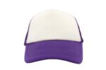 Gorra trucker de malla, color blanco/morado, ajustable.
