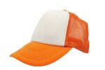 Gorra trucker de malla, color blanco/naranja, ajustable.