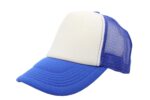 Gorra trucker de malla, color blanco/azul rey, ajustable.