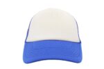 Gorra trucker de malla, color blanco/azul rey, ajustable.