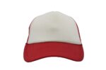 Gorra trucker de malla, color blanco/rojo, ajustable.