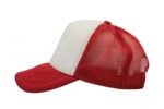 Gorra trucker de malla, color blanco/rojo, ajustable.