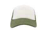 Gorra trucker de malla, color blanco/verde militar, ajustable.