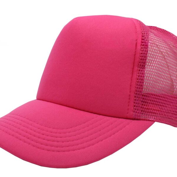 Gorra trucker de malla, color rosa mexicano, ajustable.