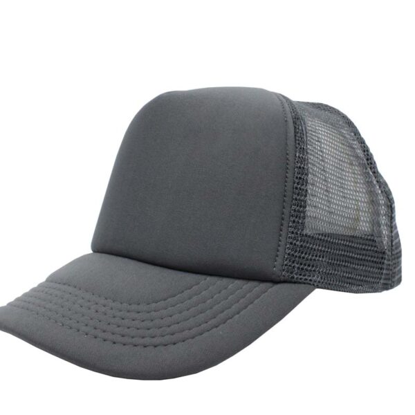 Gorra trucker de malla, color gris oscuro, ajustable.