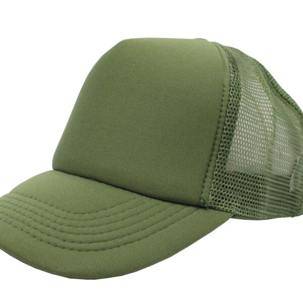 Gorra trucker de malla, color verde, ajustable.
