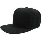 Gorra acrílico plana negra, ajustable.