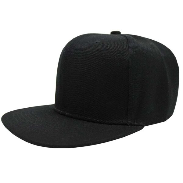 Gorra acrílico plana negra, ajustable.