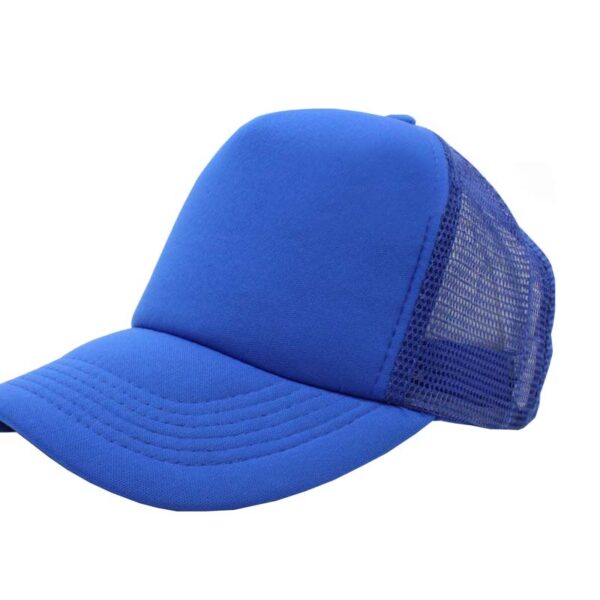 Gorra trucker de malla, color azul rey, ajustable.