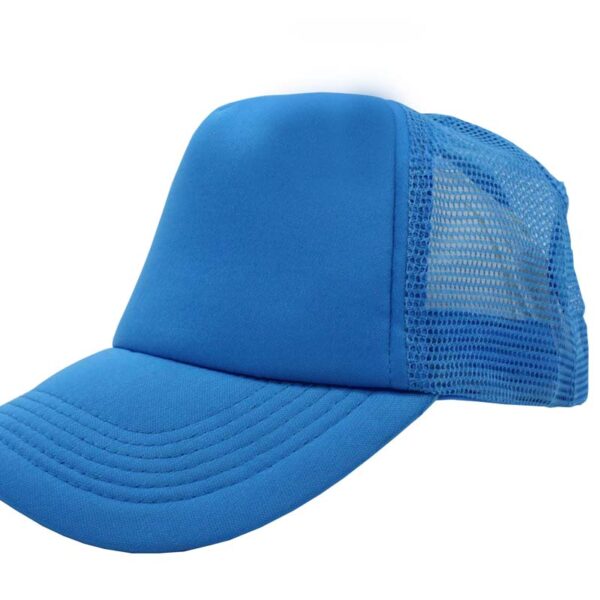 Gorra trucker de malla, color turquesa, ajustable.